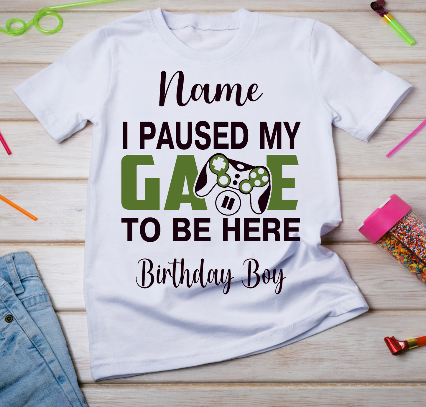 Personalised Kids Birthday T-shirt gamer