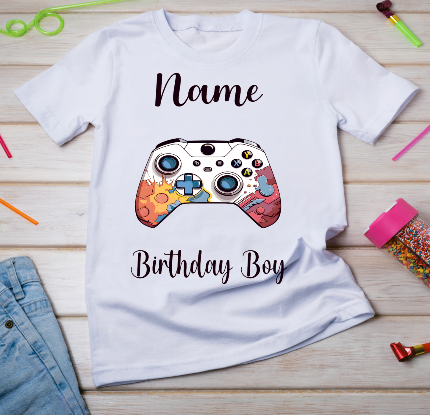 Personalised Kids Birthday T-shirt gaming