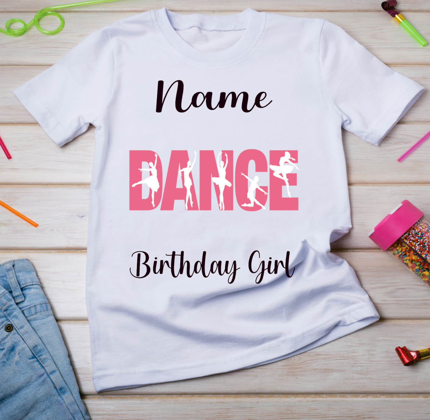 Personalised Kids Birthday T-shirt Dance