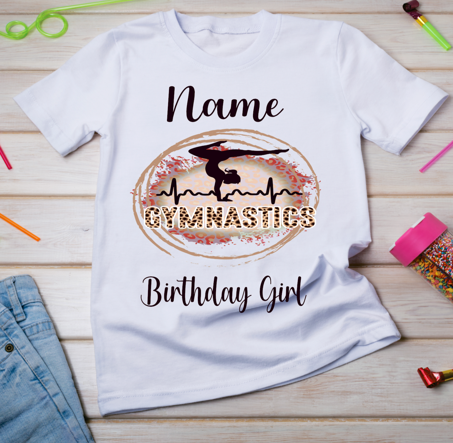 Personalised Kids Birthday T-shirt Gymnast
