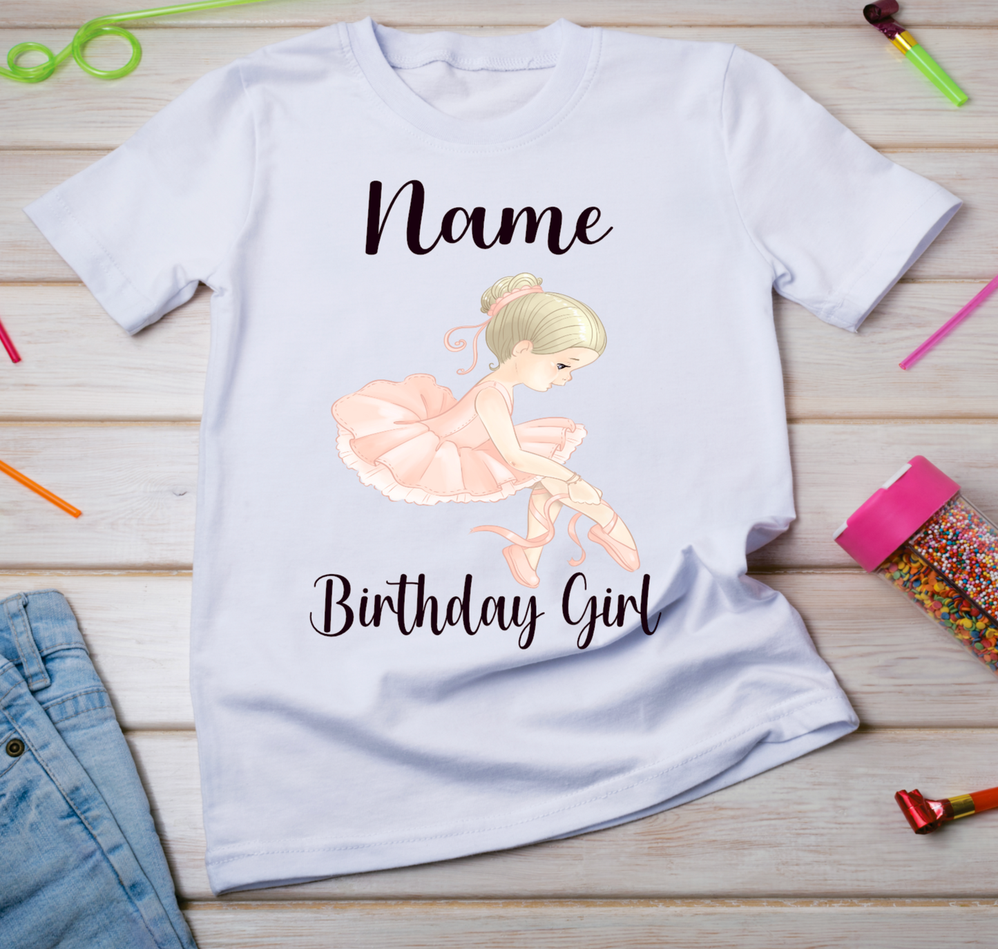 Personalised Kids Birthday T-shirt Ballet