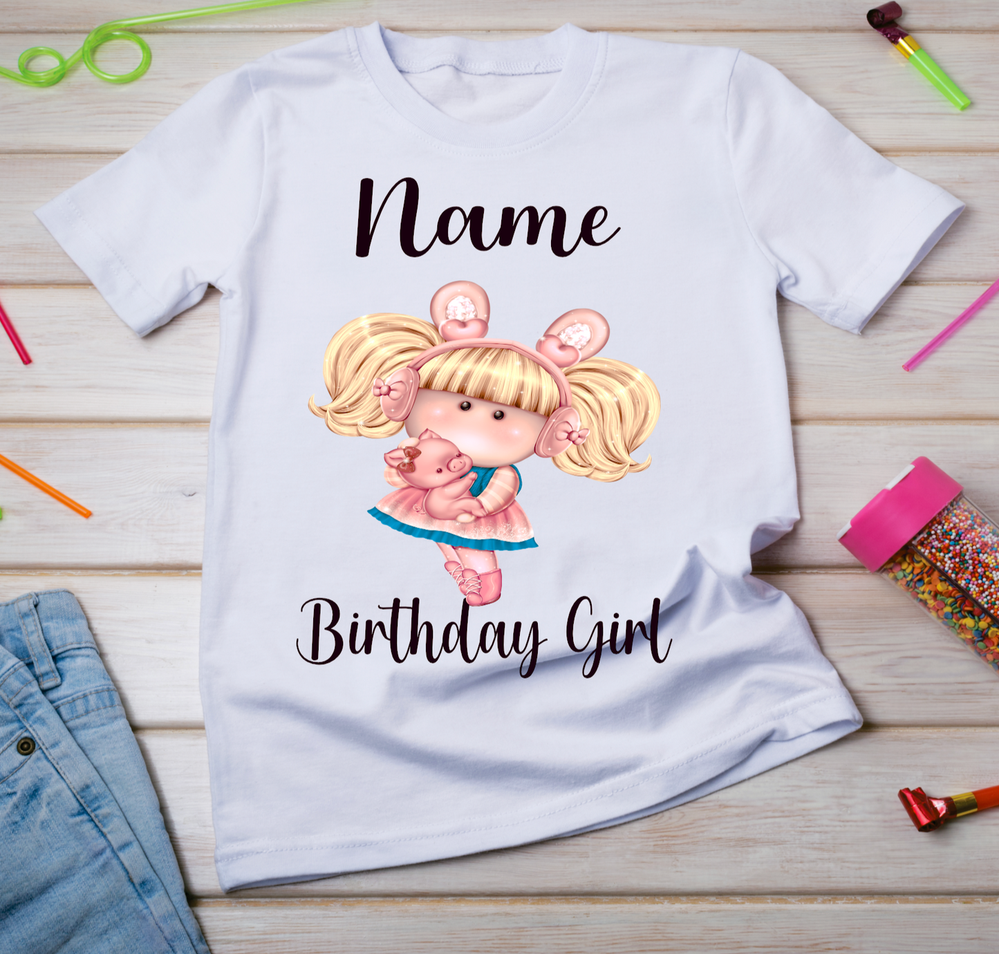 Personalised Kids Birthday T-shirt Cute Girl