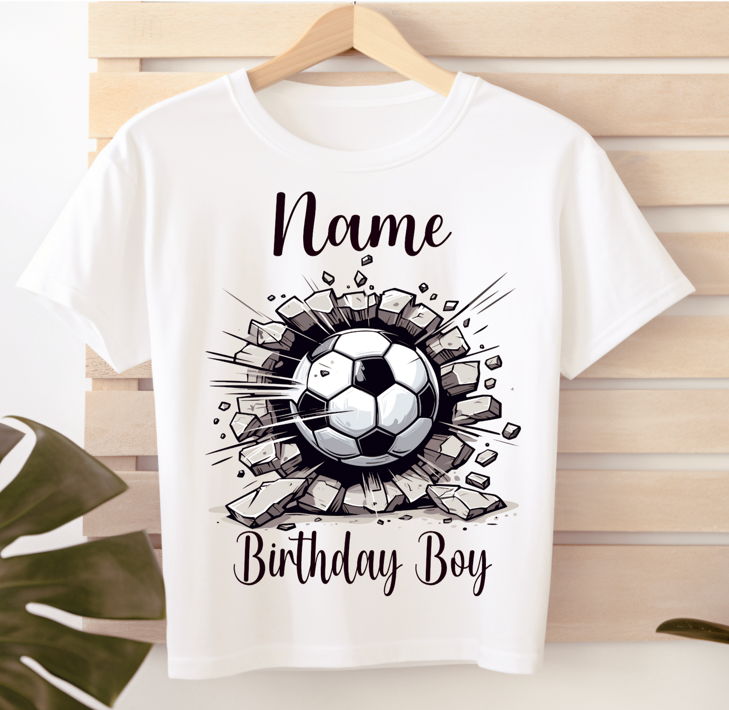Personalised Kids Birthday T-shirt Football Wall