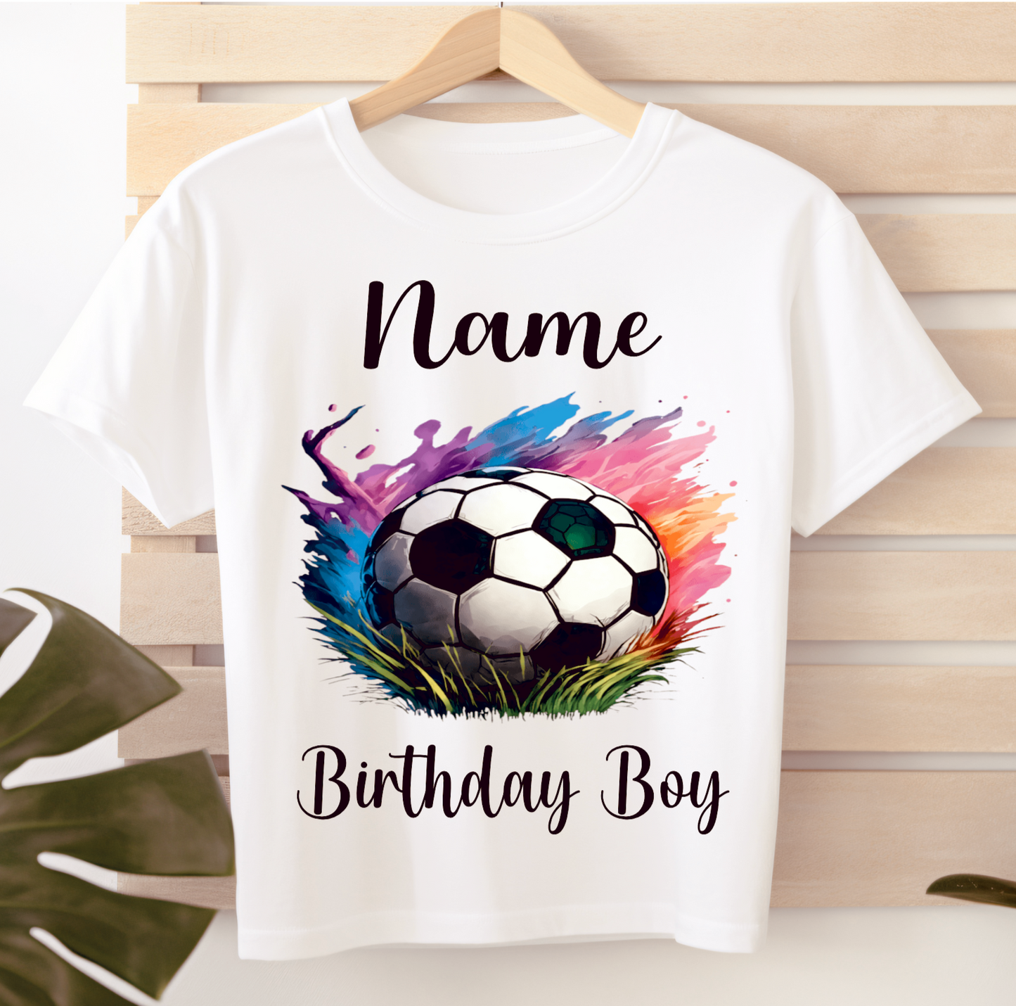 Personalised Kids Birthday T-shirt Colourful Football