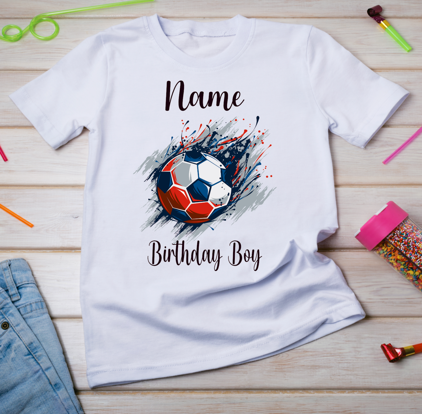 Personalised Kids Birthday T-shirt Football
