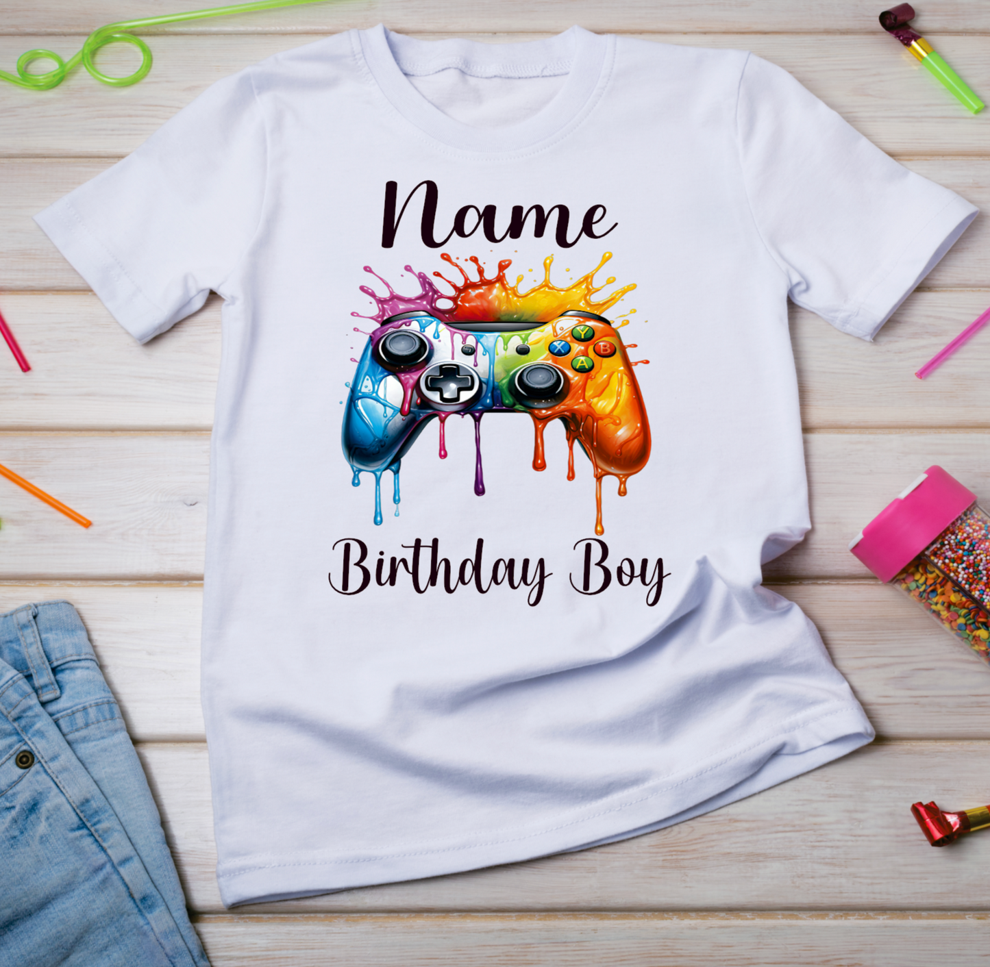 Personalised Kids Birthday T-shirt Gaming