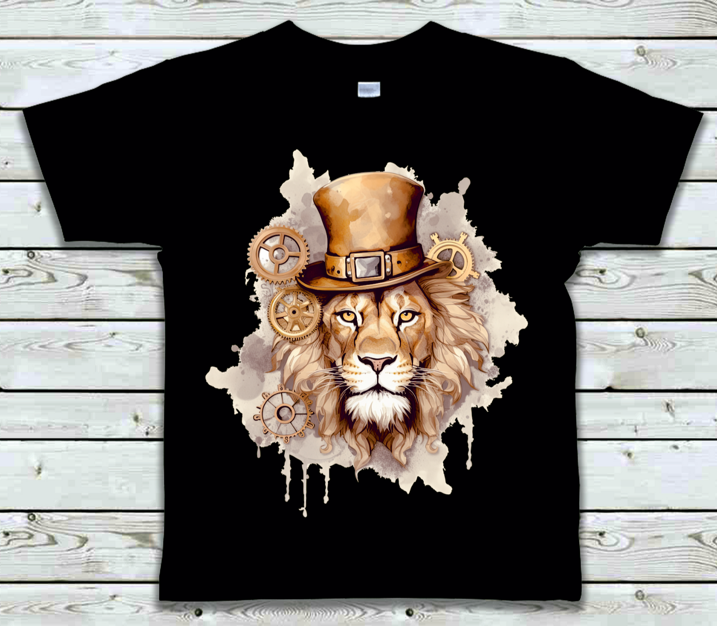 Mens T-shirt Lion With Hat