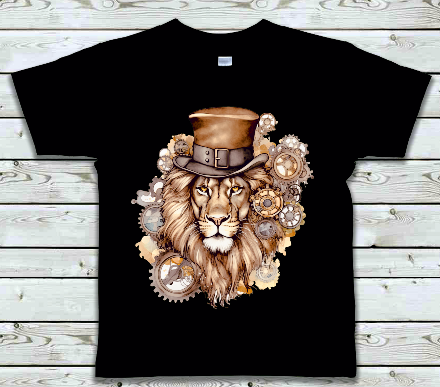 Mens T-shirt Clock work Lion