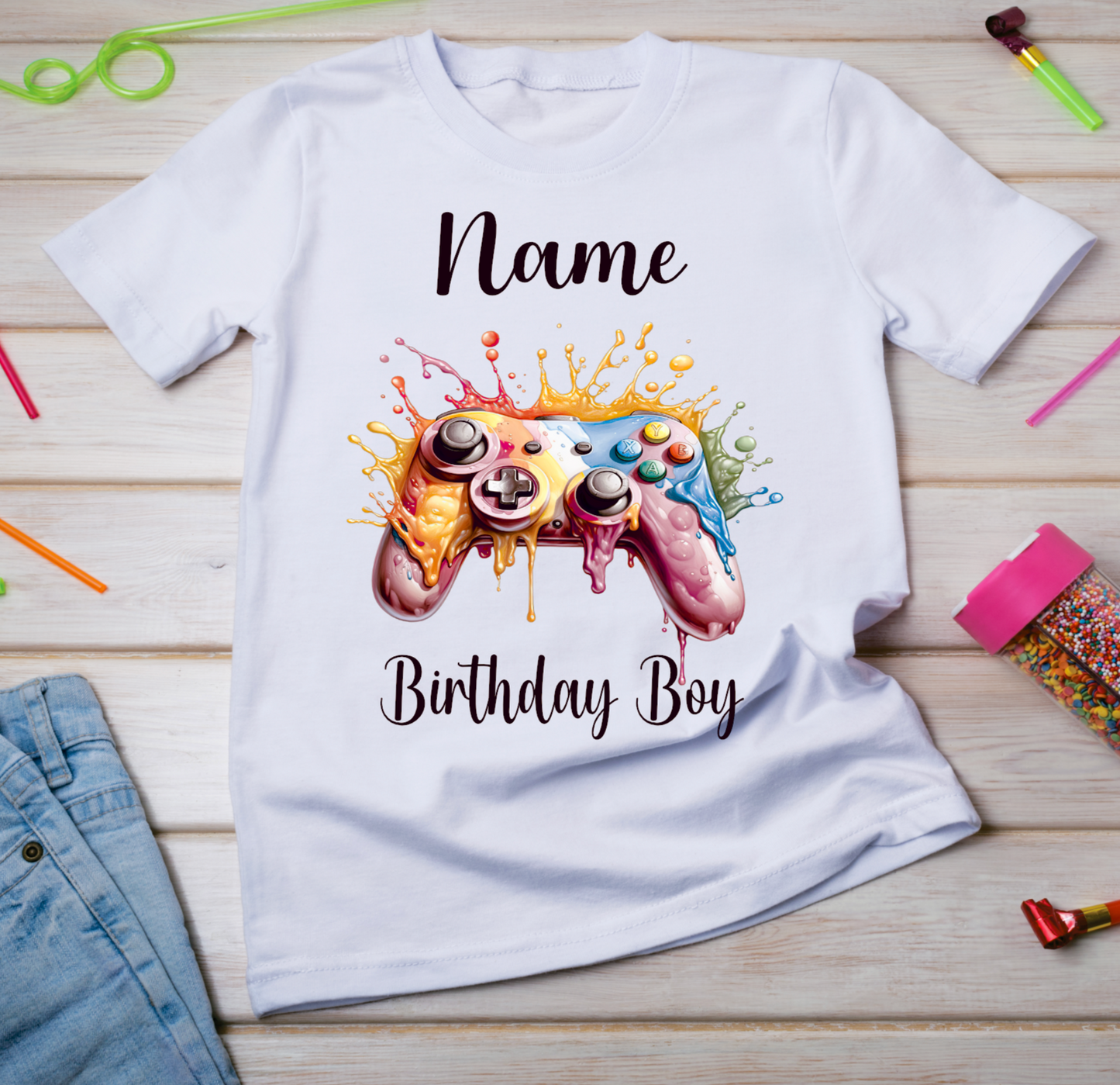 Personalised Kids Birthday T-shirt Gamers