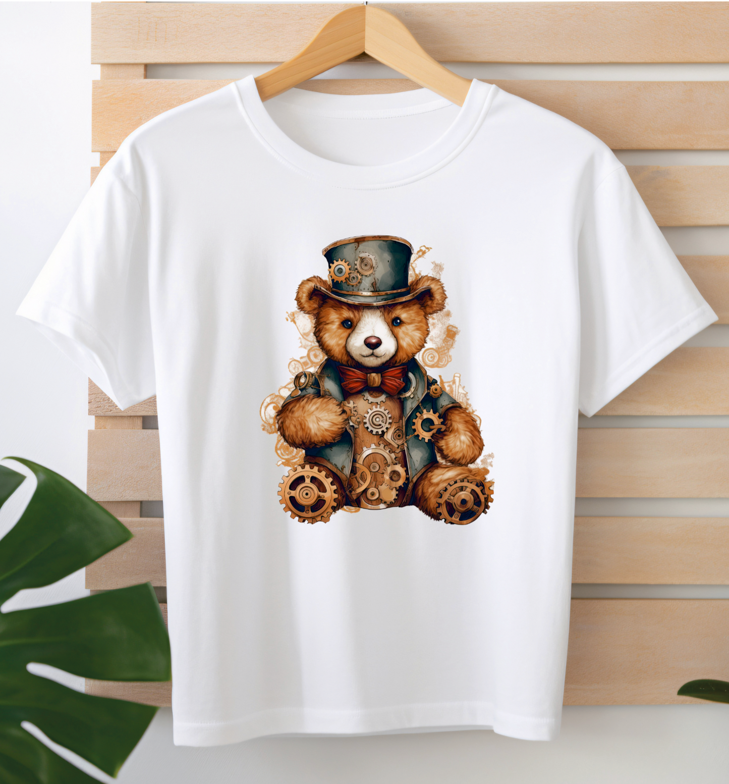 Mens T-shirt Clockwork Bear with hat
