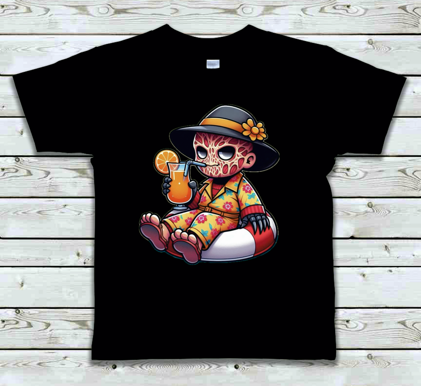Mens T-shirt Horror doll with hat