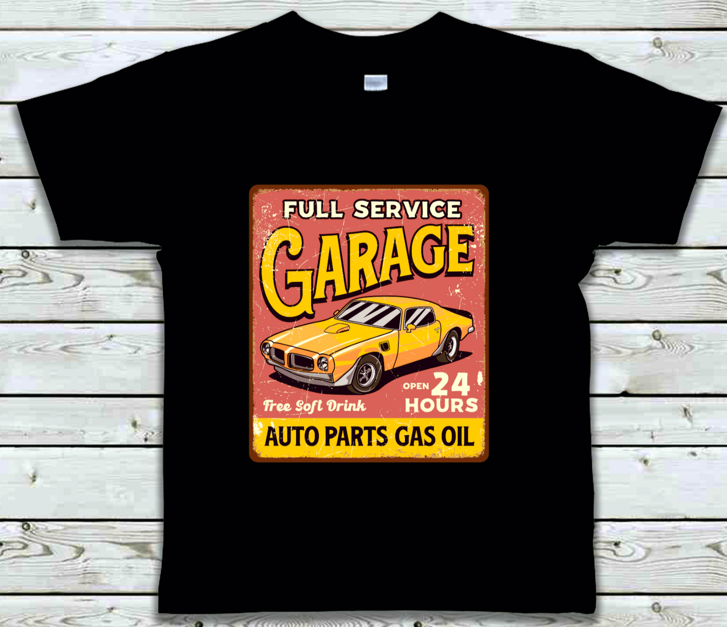 Mens T-shirt Retro Garage