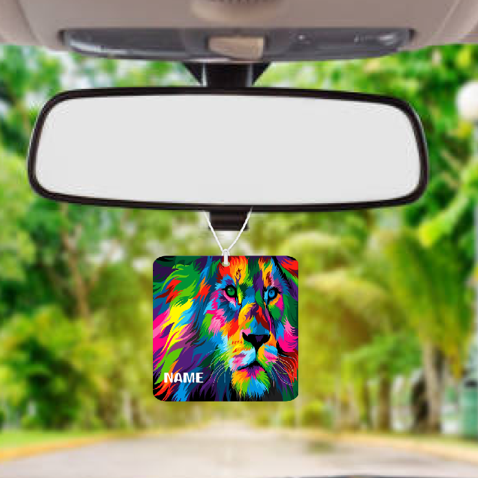 Personalised Car Air freshener Colourful Lion 001