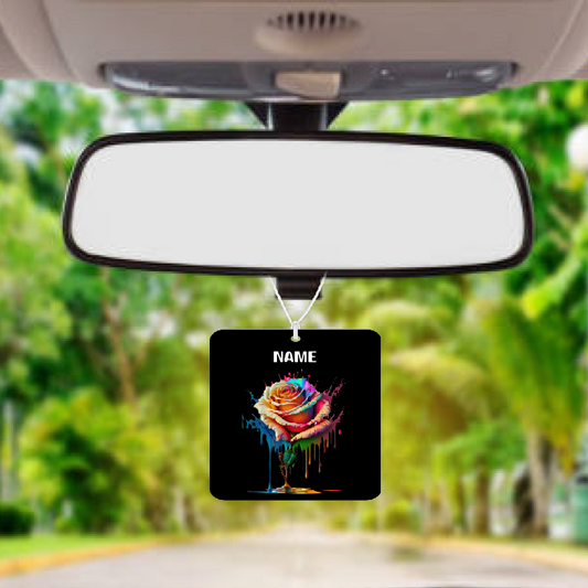 Personalised Car Air freshener Drip Rose 008