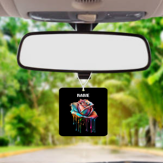 Personalised Car Air freshener Drip Rose 010