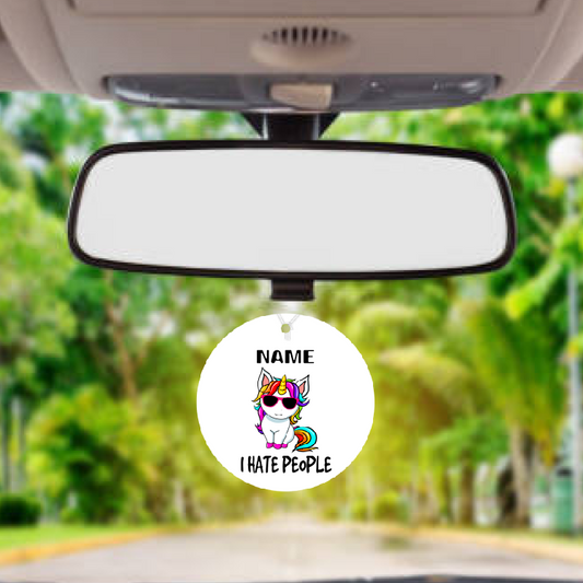 Personalised Car Air freshener Funny Unicorn 034