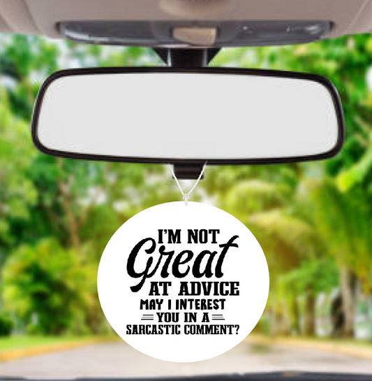 Personalised Car Air freshener Not Great At Advice 041