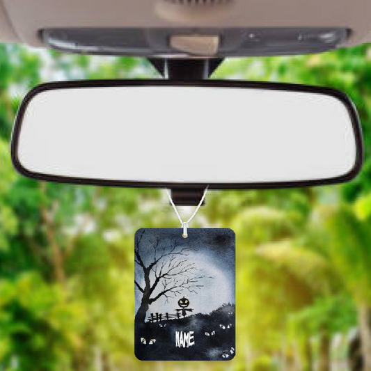 Personalised Car Air freshener Halloween Scene 081