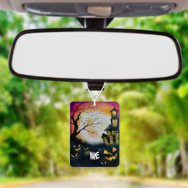Personalised Car Air freshener Halloween Scene 084