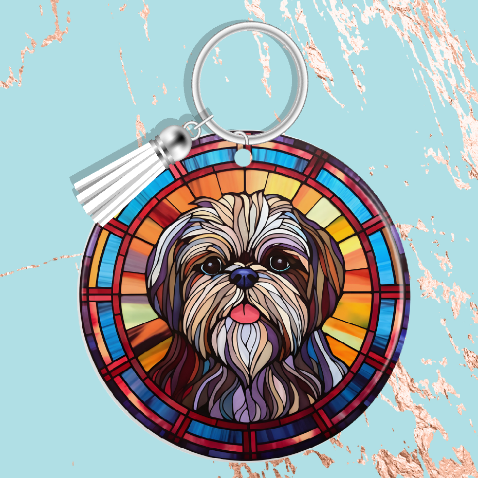 Stained Window With Dog Keyring 55