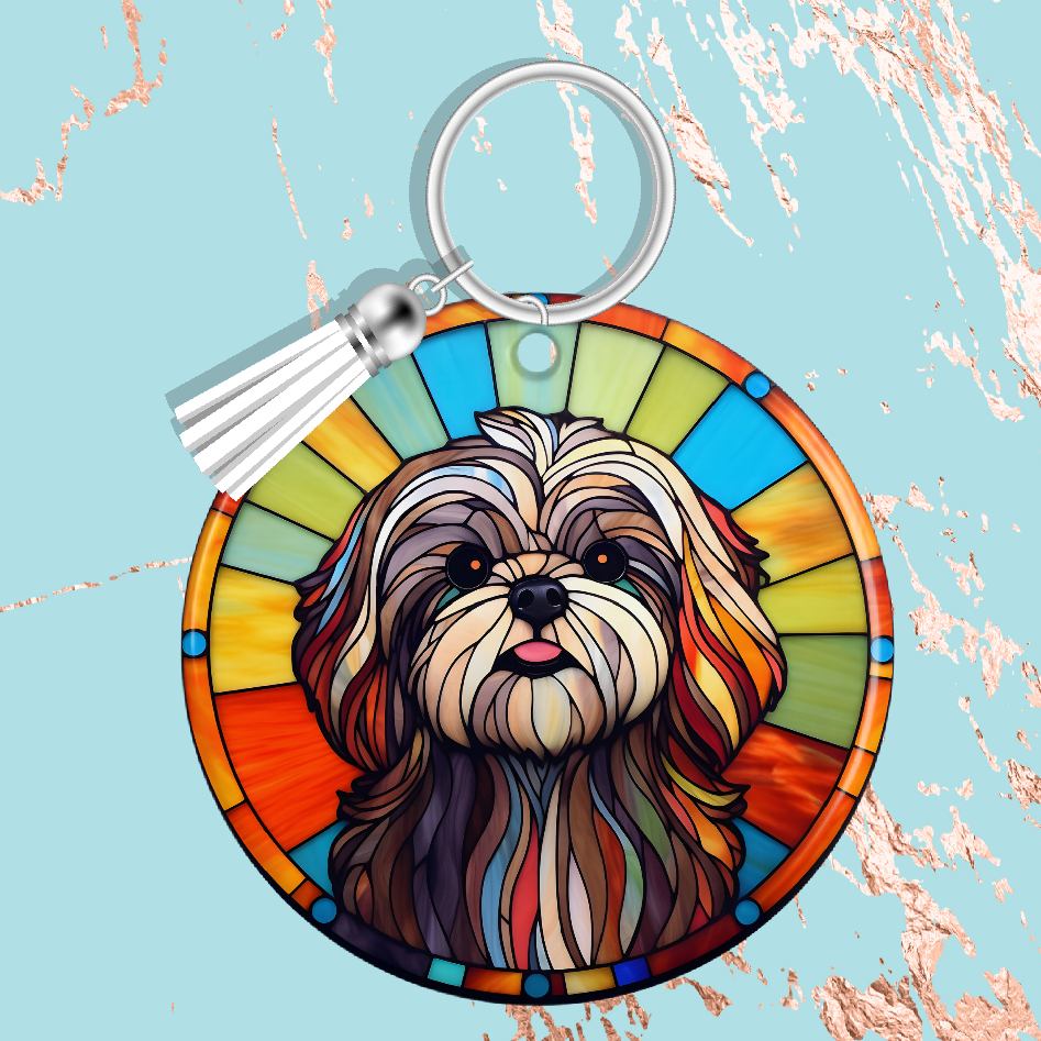 Stained Window With Dog Keyring 58