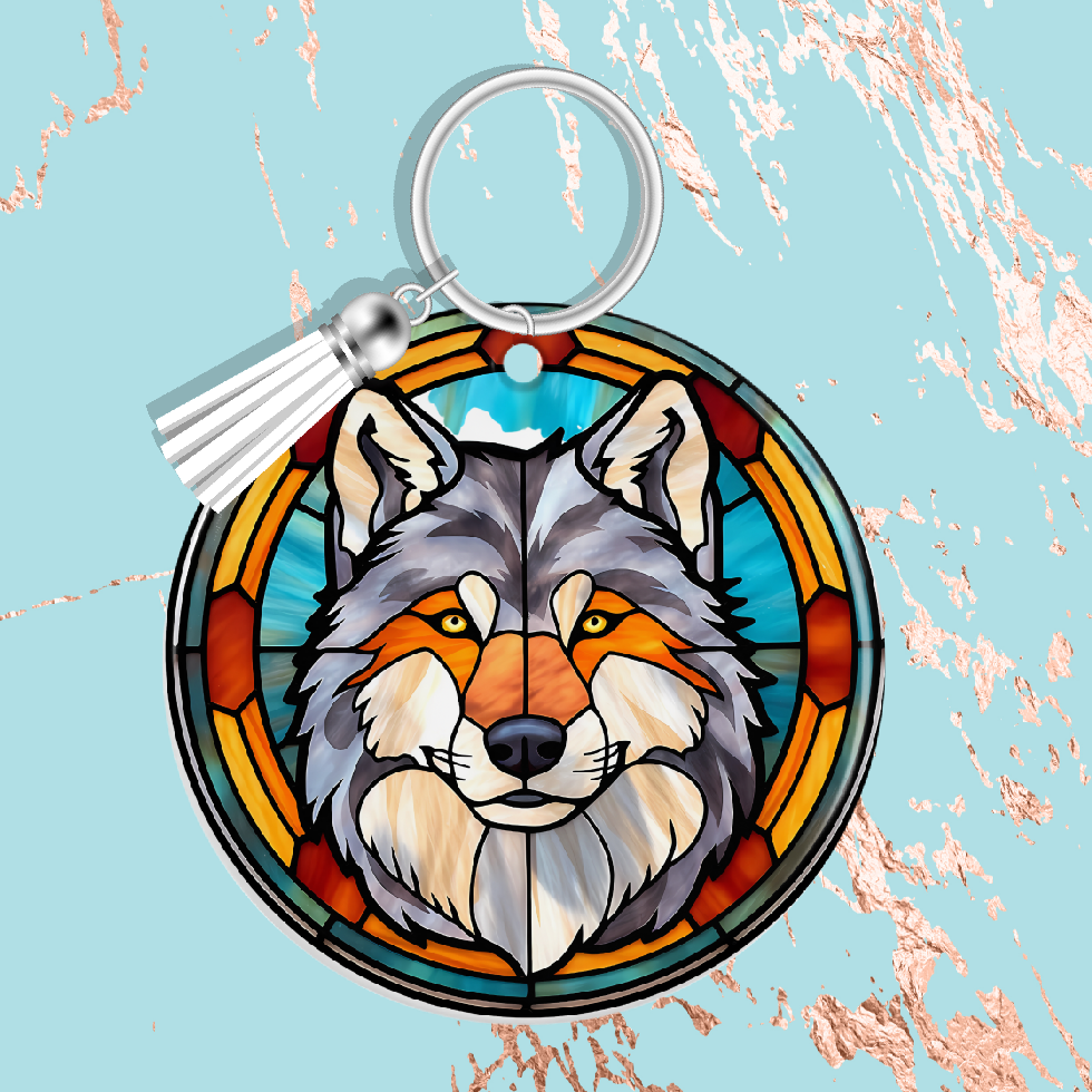 Stained Window With Dog Keyring 61