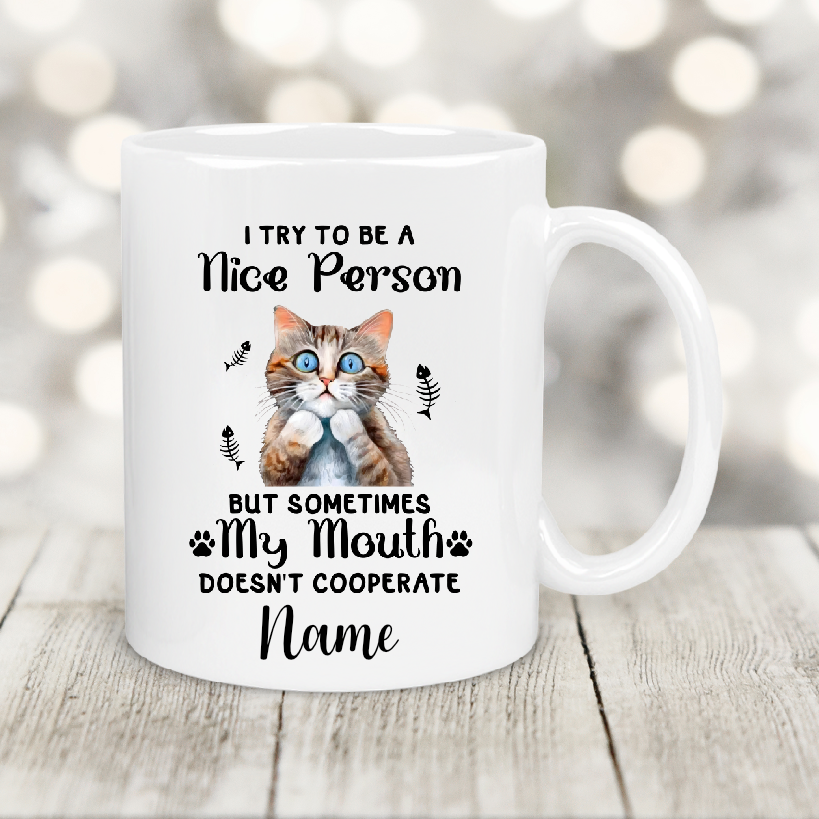 Personalised Gift Cup I Try To Be A Nice Person 142