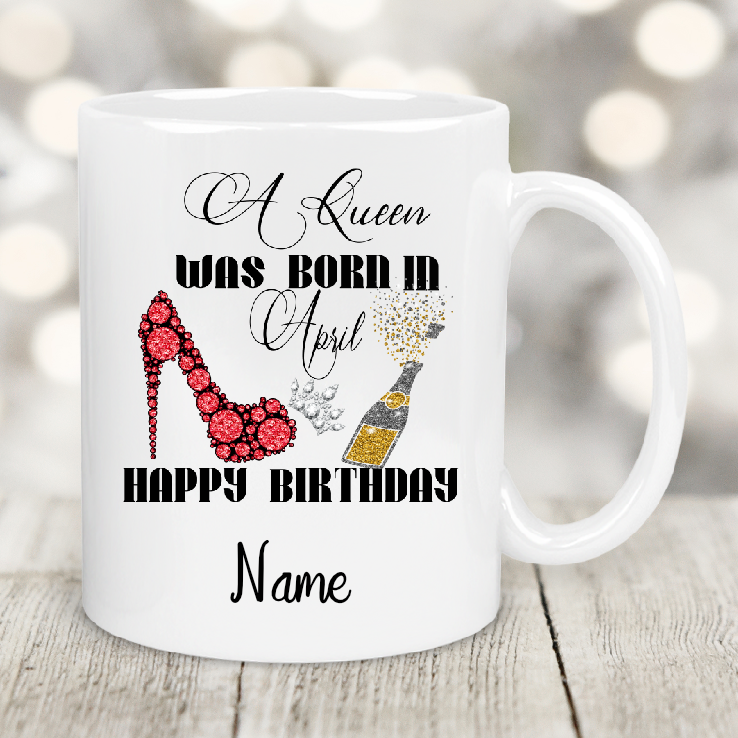 Personalised Gift Cup April Birthday Queen 42