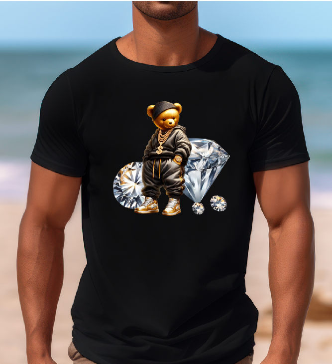 Mens T-shirt Bear With Diamond