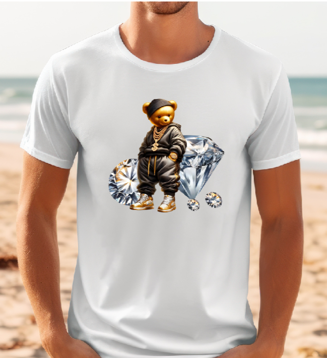 Mens T-shirt Bear With Diamond