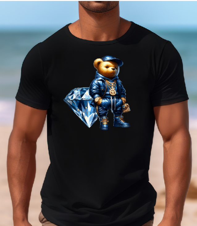 Mens T-shirt Bear in Blue