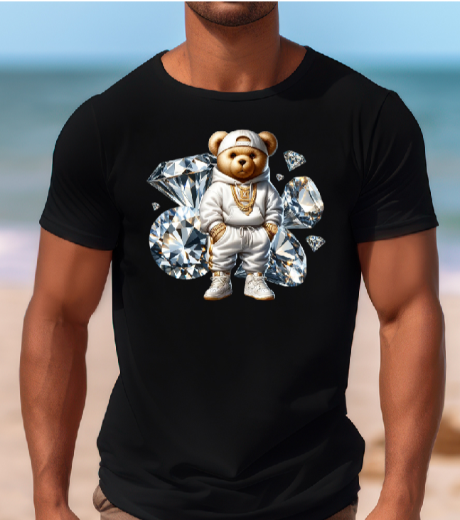 Mens T-shirt Bear in White