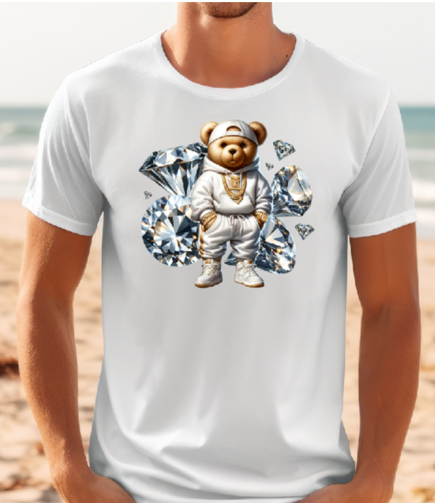 Mens T-shirt Bear in White