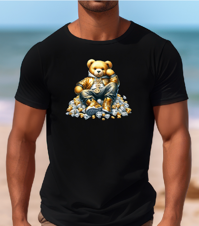 Mens T-shirt Cool Bear with Diamonds