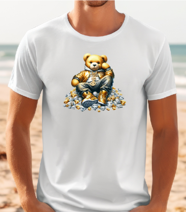 Mens T-shirt Cool Bear with Diamonds