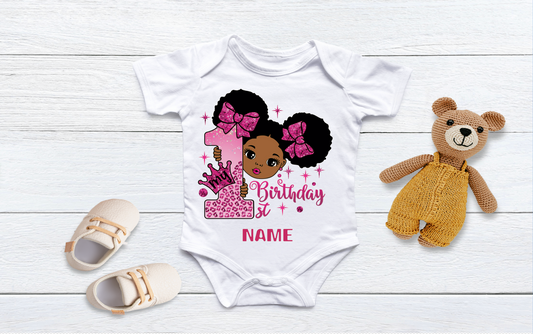 Personalised Baby girls 1st birthday vest