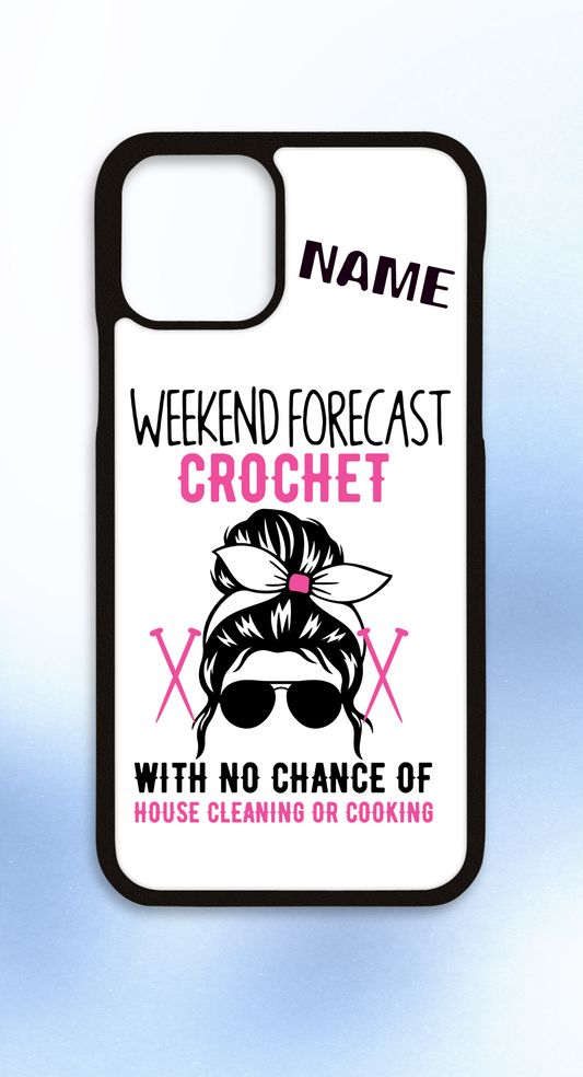 Personalised iPhone case Weekend forecast crochet