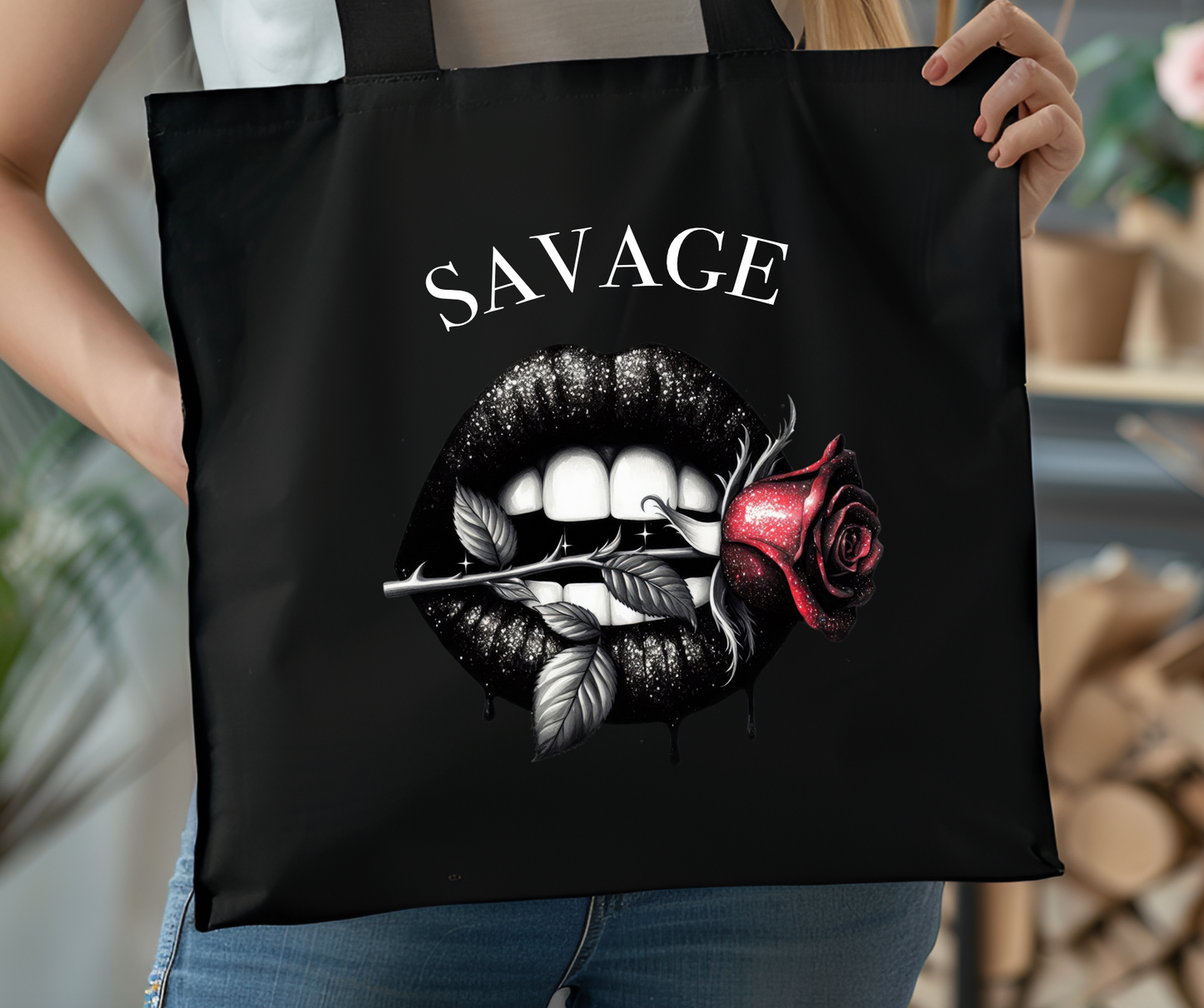 Tote Bag Lips rose