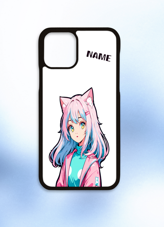 Personalised iPhone case anime girl pink