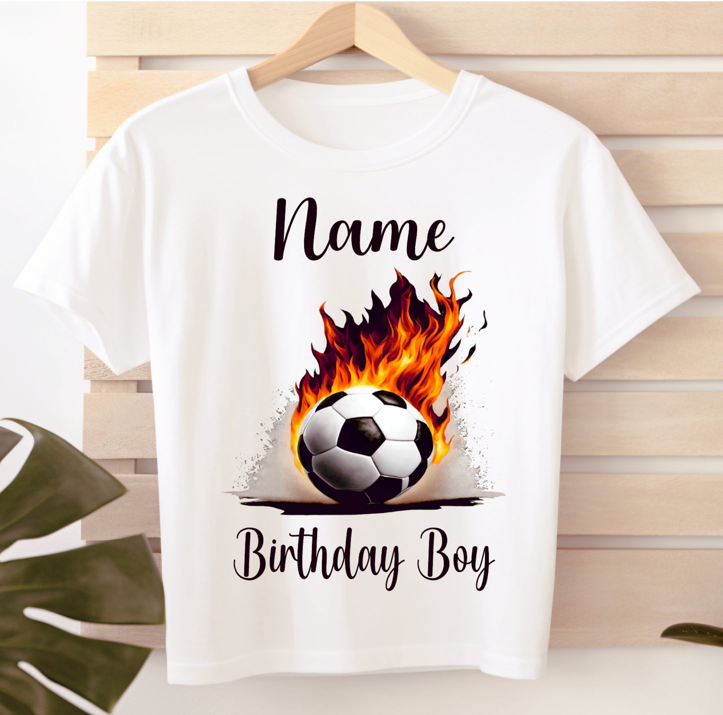 Personalised Kids Birthday T-shirt Drip Fire Football