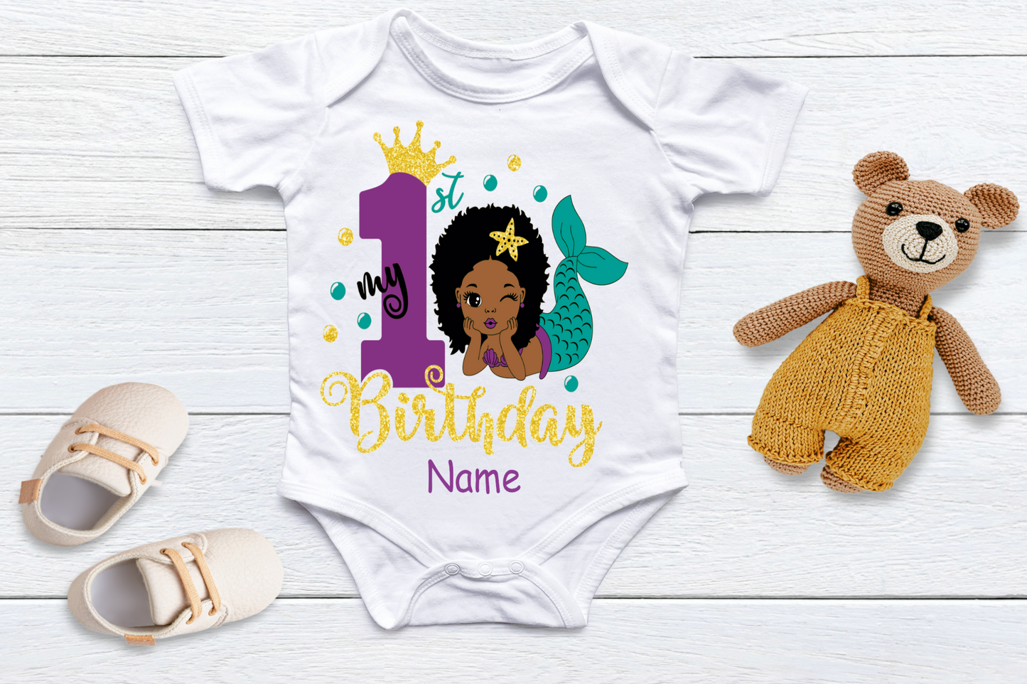 Personalised Baby's 1st birthday vest Mermaid