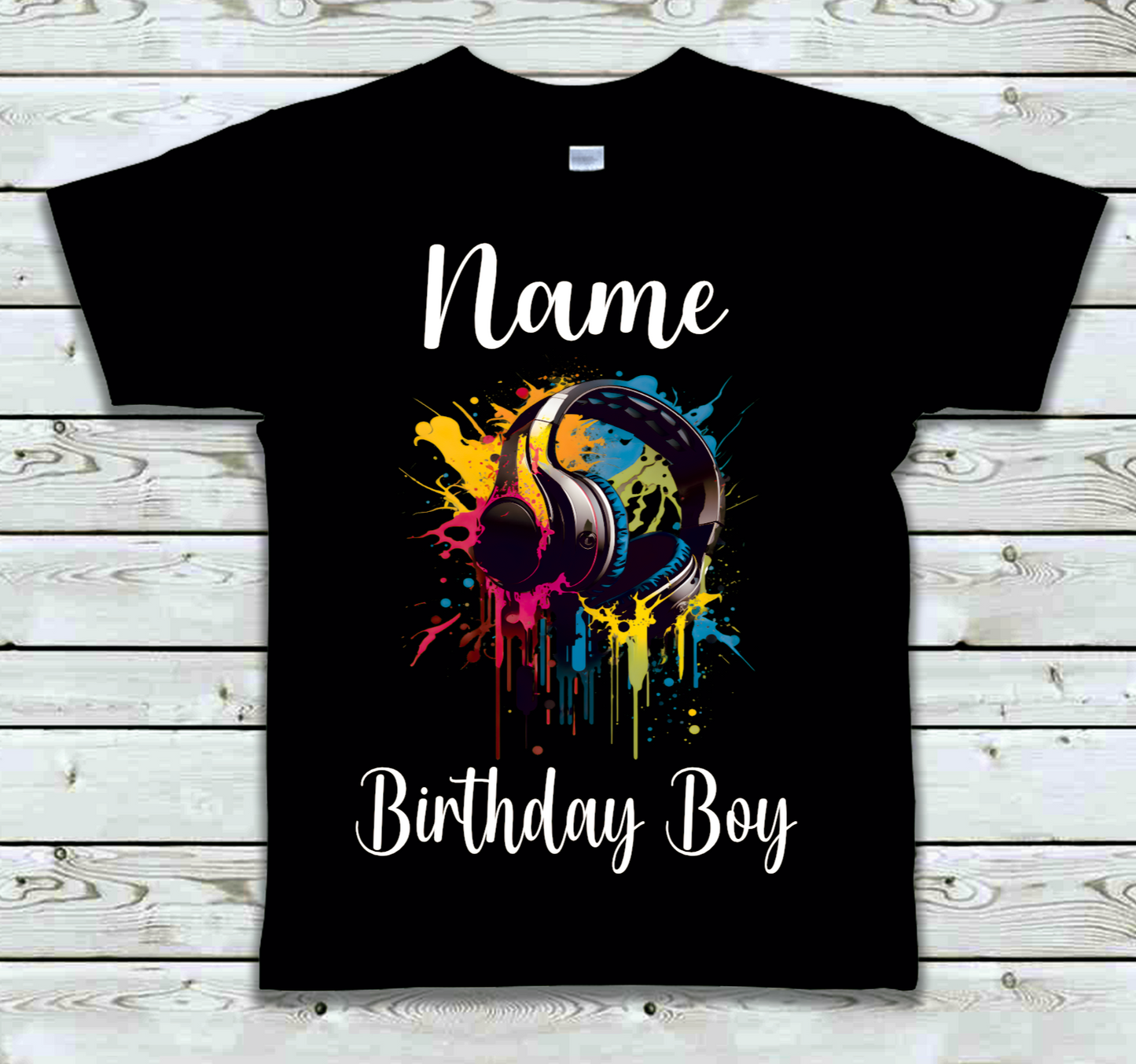 Personalised Kids Birthday T-shirt Drip Headset