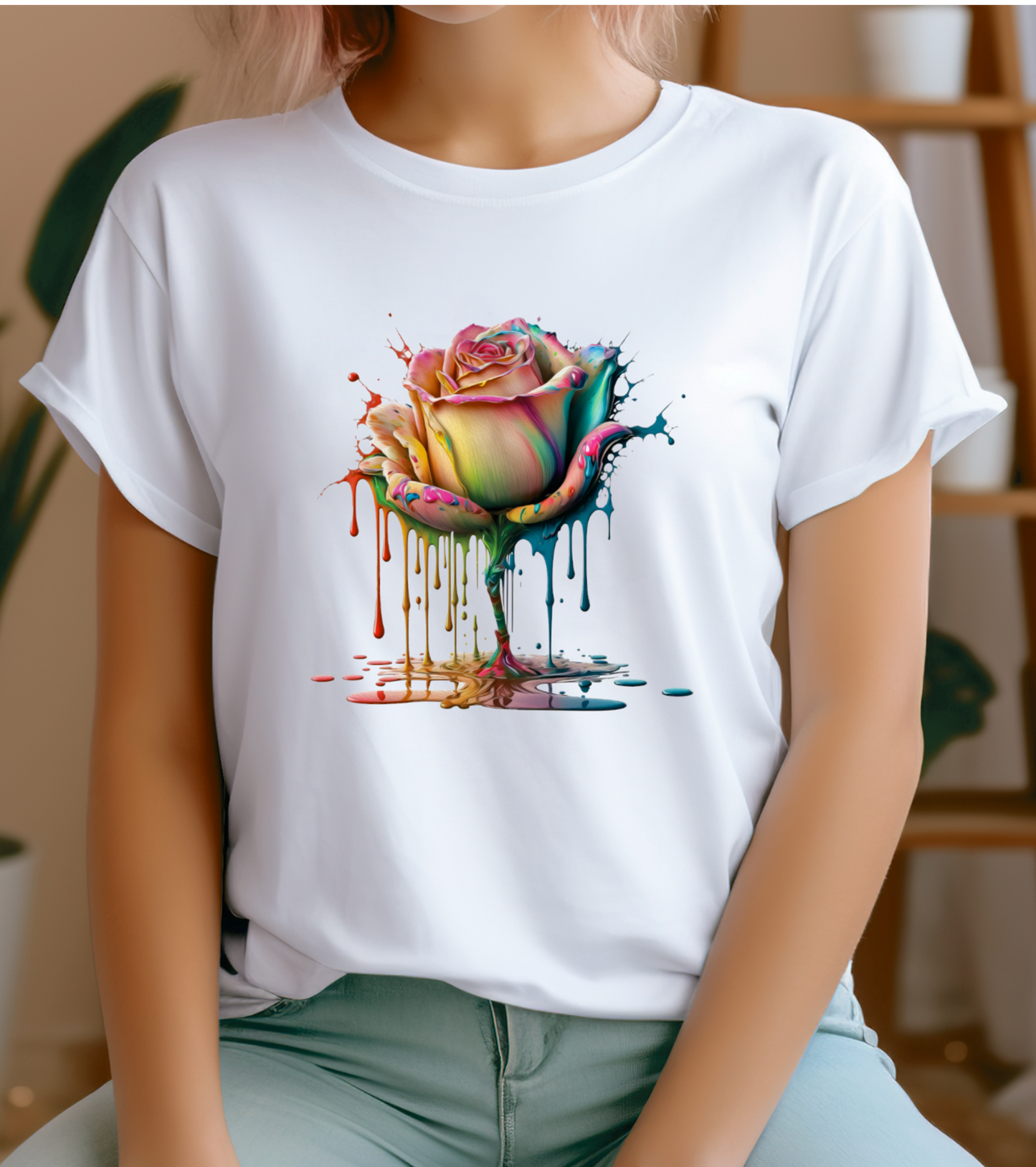 Woman's T-shirt colourful rose