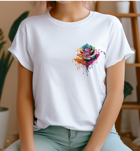 Woman's T-shirt small rose drip