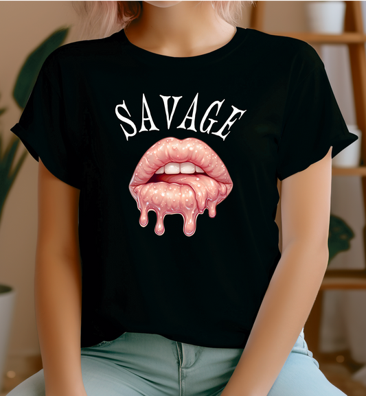 Woman's T-shirt savage pink glitter