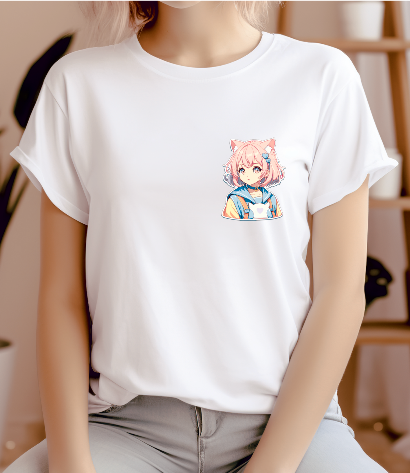 Woman's T-shirt anime pink