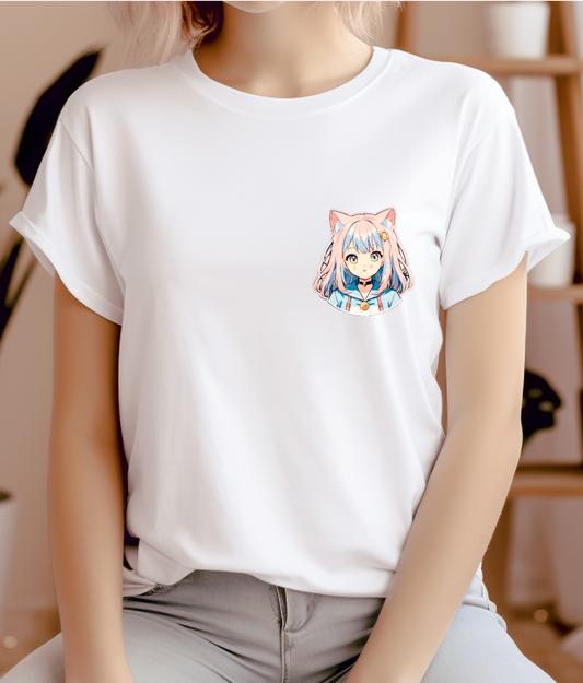 Woman's T-shirt anime pink and blue