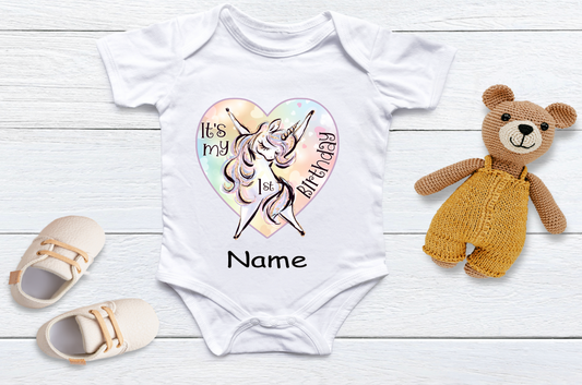 Personalised Baby's 1st birthday vest Unicorn