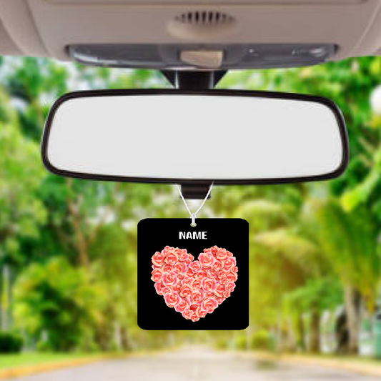 Personalised Car Air freshener Rose Heart 013