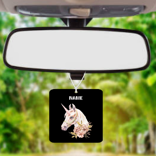 Personalised Car Air freshener Beautiful Unicorn 019